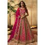 Magenta Banarasi Silk Embroidered Lehenga Set