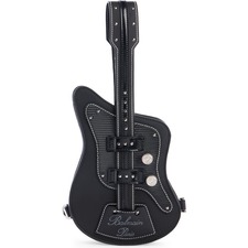 Balmain Guitar Rubberized Crossbody Bag, Main, color, BLACK