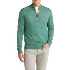 johnnie-O Baron Half Zip Wool Blend Sweater, Main, color, PALM