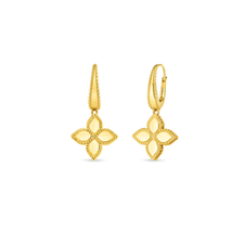 18K Yellow Gold Medium Flower Drop Earring