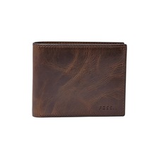 Fossil Derrick RFID Leather Bifold Wallet, Main, color, DARK BROWN