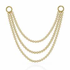 Three Link Chains Piercing Jewelry Add-on Accessory-Yellow Gold 36mm