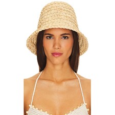Ruslan Baginskiy Embellished Straw Bucket Hat in Natural Straw | REVOLVE