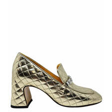 Madison Maison Gold Leather Quilted Loafer