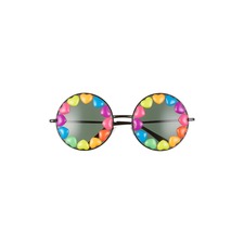 Rad   Refined Rainbow Heart Round Sunglasses, Main, color, Black/ Black Lens