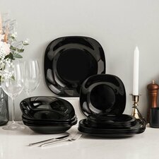 ESMER Opal 18 Piece Glass Dinnerware Set, Service For 6