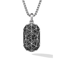 David Yurman Torqued Faceted Amulet in Sterling Silver with Pavé Black Diamonds, Main, color, Sterling Silver