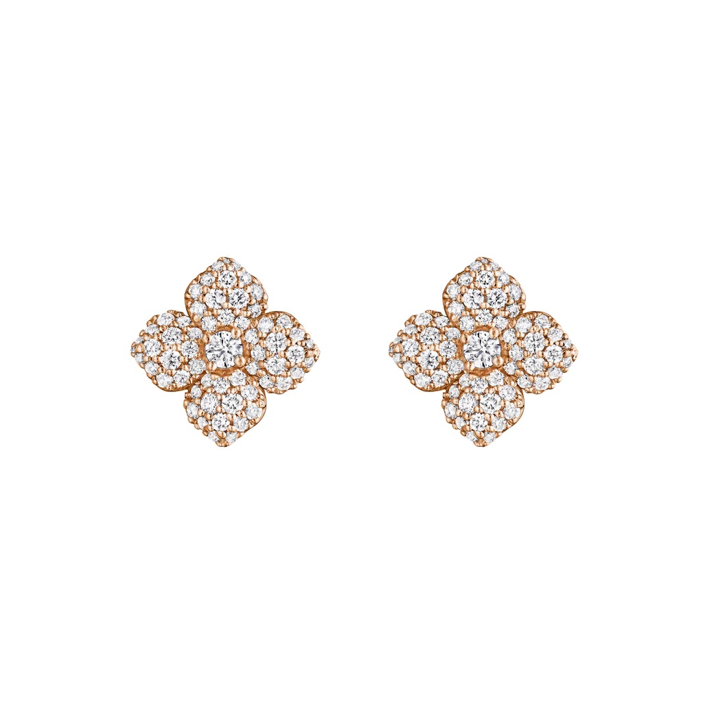 18K Rose Gold Diamond Flowe...