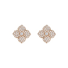 18K Rose Gold Diamond Flower Earrings