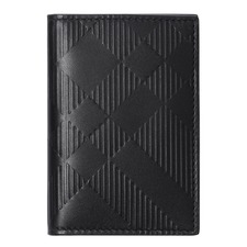 Burberry Bateman Check Embossed Leather Bifold Wallet, Main, color, Black