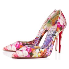 Christian Louboutin Iriza Pointed Toe Half d'Orsay Pump, Main, color, Pink Multi Print