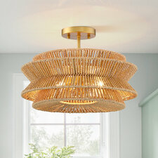Clouden Rattan Semi Flush Mount