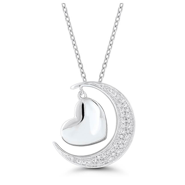 Diamond Moon and Back Pendant