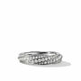 Cable Edge Band Ring in Sterling Silver with Diamonds