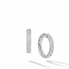 DY Mercer Hoop Earrings in Sterling Silver with Diamonds