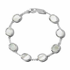 Polished Rock Candy Silver Mini Oval Slice Chain Bracelet