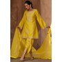 Lemon Yellow Silk Embroidered Kurta Set With Dhoti Pants