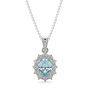 Aquamarine and Diamond Lady Diana Halo Pendant Platinum - CHRISSY