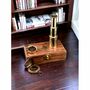 Vintage Brass Telescope &amp; Compass Martine Antique With Wooden Gift Box