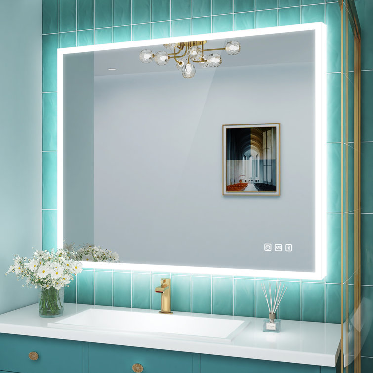 Bideford Lighted Bluetooth Bathroom Mirror, LED Vanity Wall Mirror Dimmable-3 Color Temperature