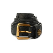 Kurt Geiger London Micro Quilt Leather Belt, Main, color, Black/ Antique Brass