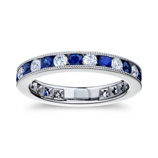TIVOL Platinum Diamonds and Sapphire Eternity Band