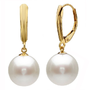 Amazon.com: 14k Yellow Gold 9-10mm Perfect Round White Cultured Freshwater Pearl High Luster, Leverback Earring AAA Quality. Perfect for Bridal and Wedding, Include Gift Box With Ribbon.: Jewelry