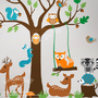 Children Wall Decal woodland decal, deer decal, bear decal, fox, raccoon, hedghog, squirrel wall decal tree wall decals