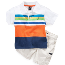 Nautica Baby Set, Baby Boys Striped Polo Shirt and Twill Shorts
