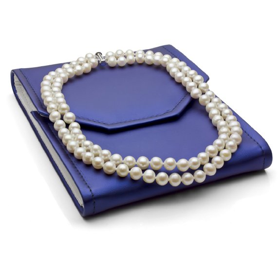 Sterling Silver 2 Rows 8-9mm White Cultured Freshwater Pearl High Luster Necklace 17"-18" Length.: Jewelry: Amazon.com