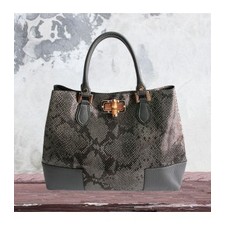 Gray Python Pattern Handbag - Naked Italian Leather Bags