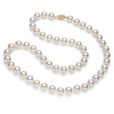Amazon.com: 14k Yellow Gold 7-8mm White Japanese Saltwater Akoya Pearl High Luster Necklace 18" Length, AAA Quality.: Jewelry