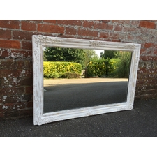A Fabulous useful size Antique 19th Century French carved wood & gesso distressed painted Louis Philippe Mirror.
