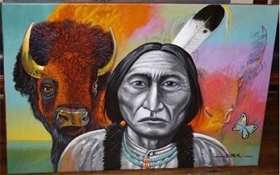 Sitting Bull - Native American Hand Painting, Navajo Dry Paintings Buy Online @ SignatureThings.com