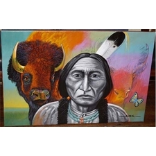Sitting Bull - Native American Hand Painting, Navajo Dry Paintings Buy Online @ SignatureThings.com
