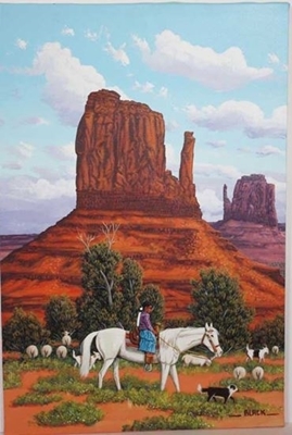 Little Sheep Herder - Native American Sand Paintings & Antique Artifacts online @ SignatureThings.com