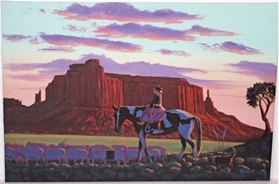 THE LITTLE SHEEP HERDER - Unique Navajo Sand Painting, Native American Arts Online @ SignatureThings.com