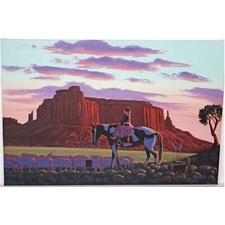 THE LITTLE SHEEP HERDER - Unique Navajo Sand Painting, Native American Arts Online @ SignatureThings.com