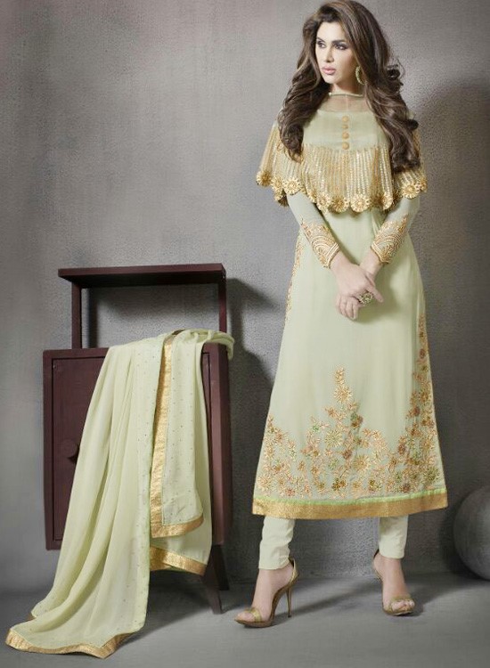 Dazzling Green Designer Lon...