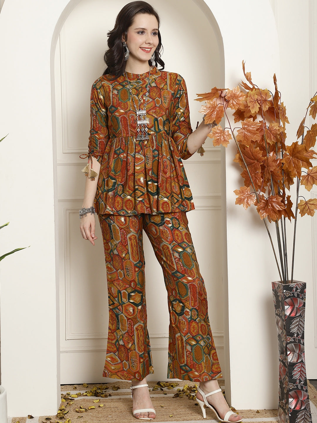 Mustard Motif Printed Chand...