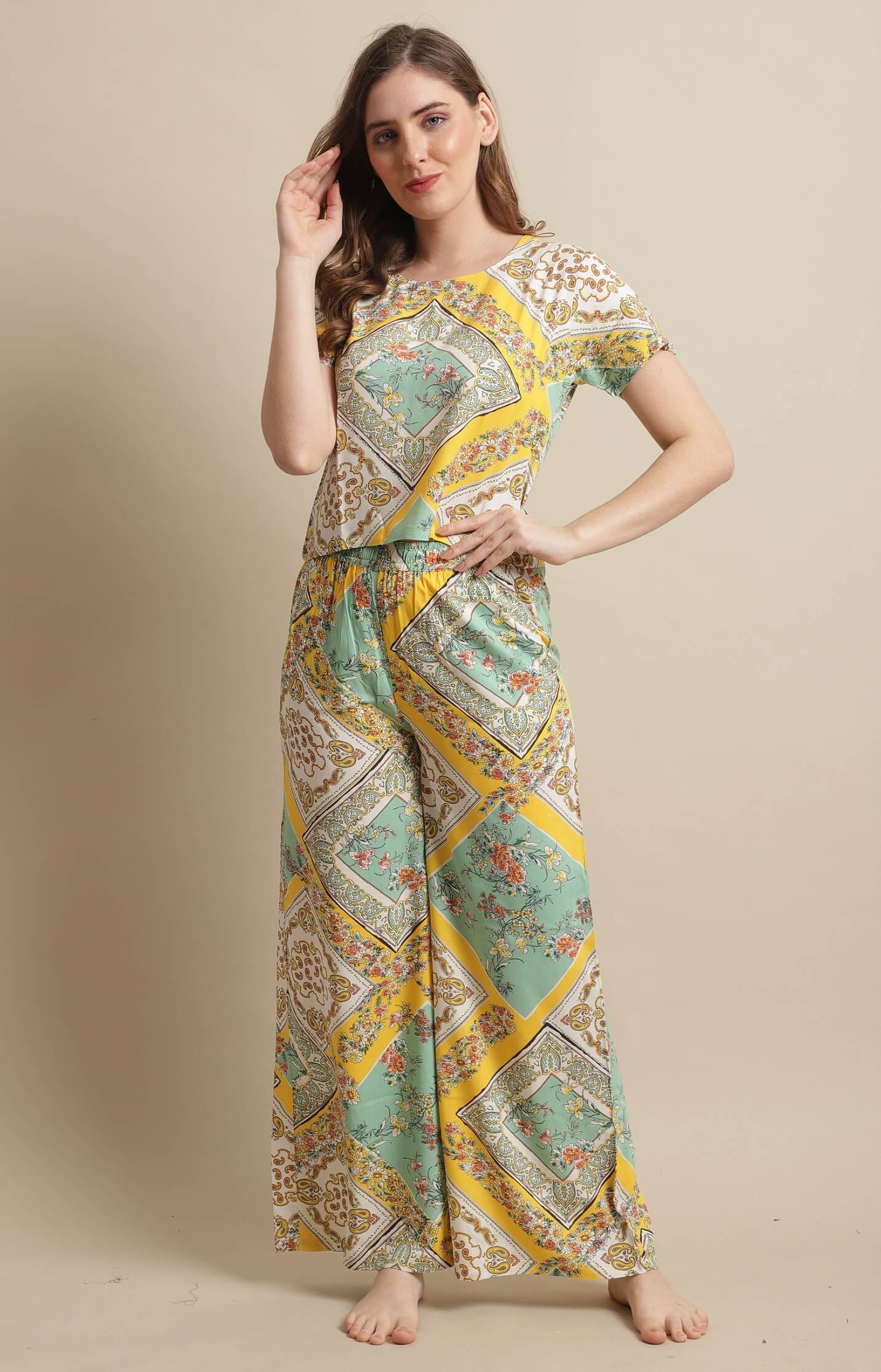 Yellow Color Floral Printed...