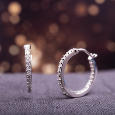 Diamond Inside Outside Hoop Earrings in Sterling Silver