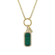 Diamond and Malachite Dog Tag Necklace