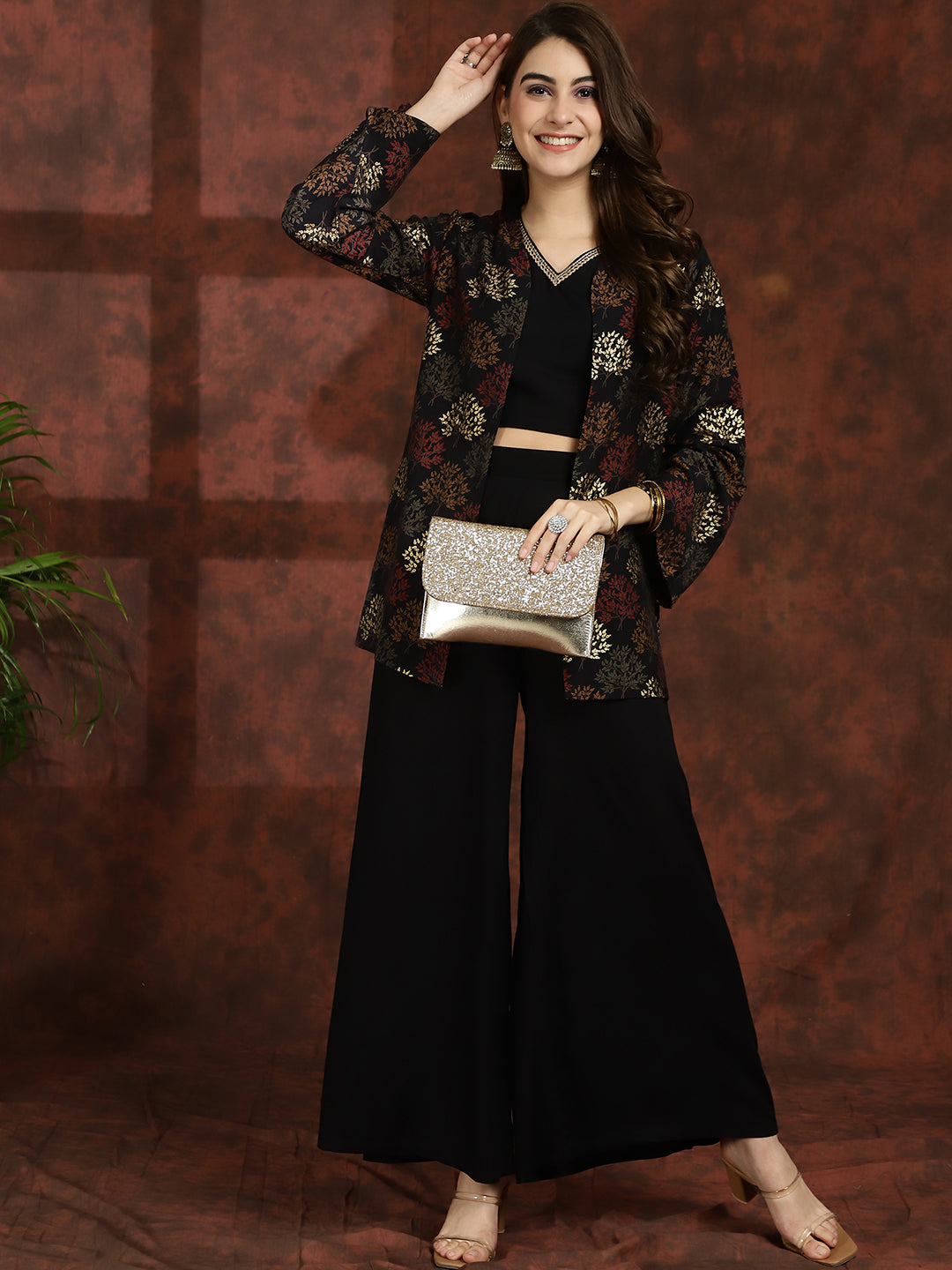 Black Floral Printed Viscos...