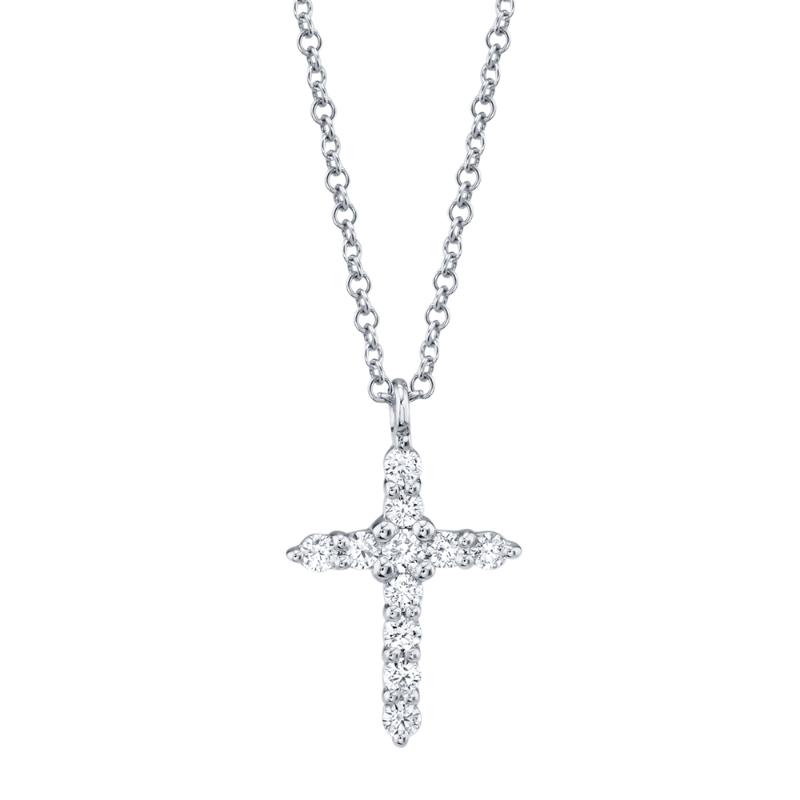 14K White Gold Diamond Cros...