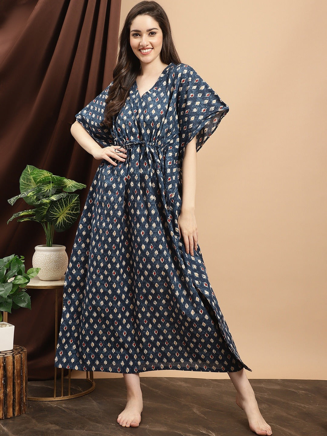 Navy Color Motif Printed Co...