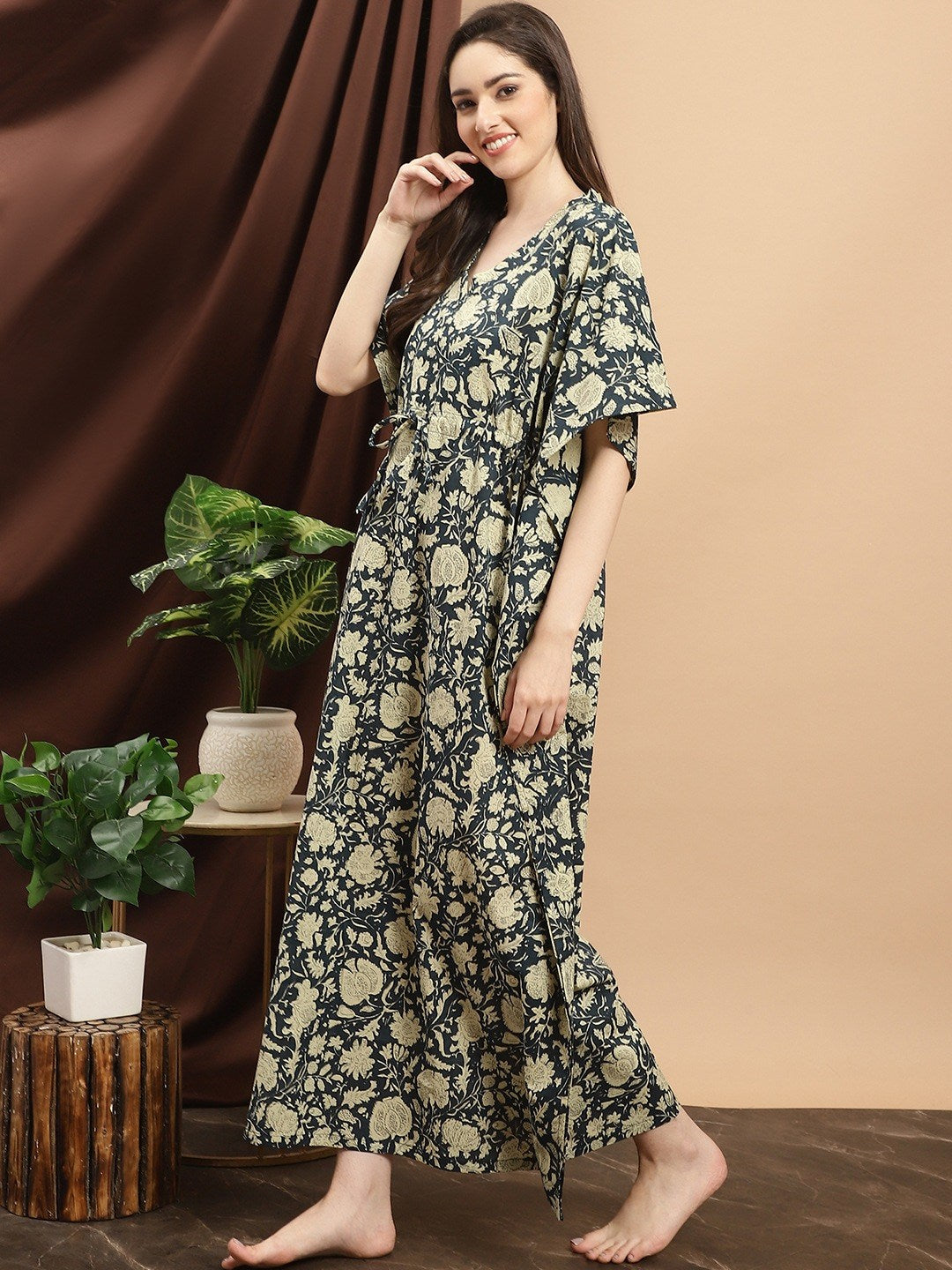 Blue Color Motif Printed Co...