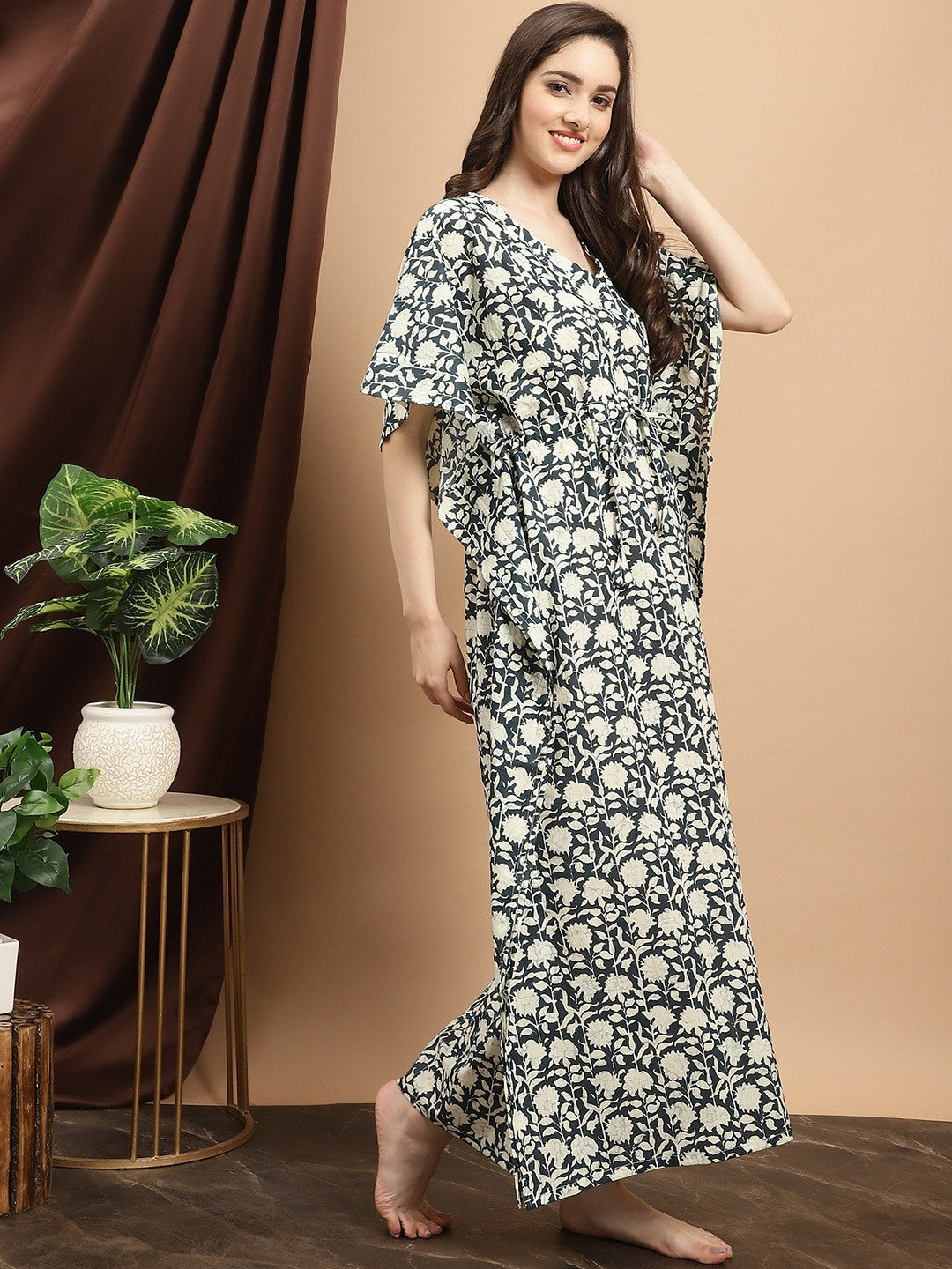 Blue Color Motif Printed Co...