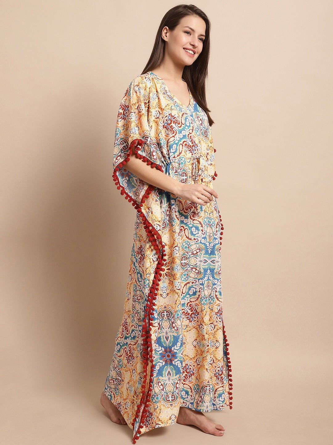 Multicolor Flared Printed V...
