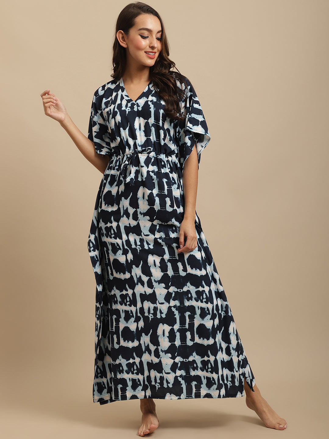 Navy Color Abstract Viscose...